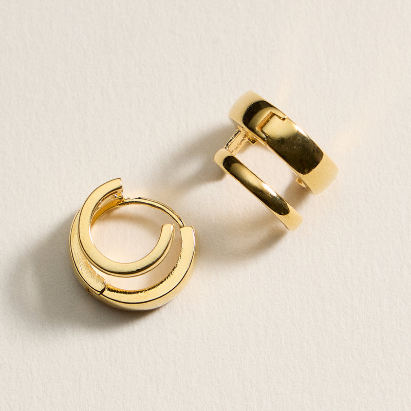 Gold Dipped Double Hoop Earrings