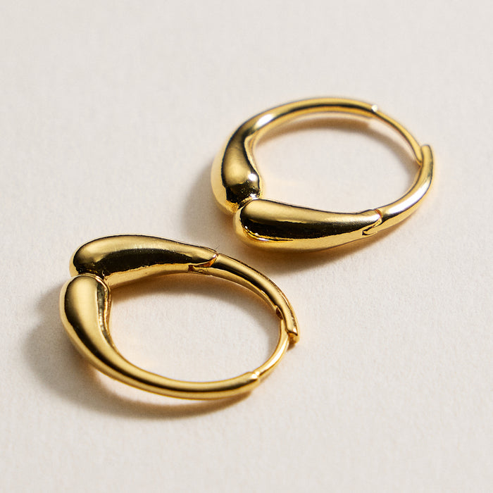 Gold-Dipped Organic Hoop Earrings – Modern Fluid Design