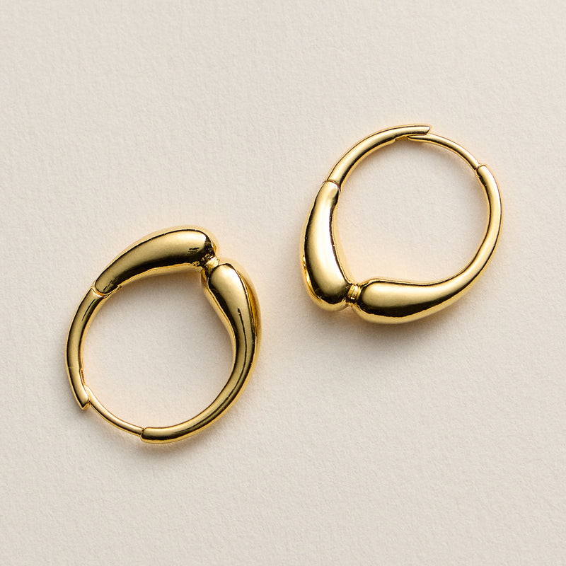 Gold-Dipped Organic Hoop Earrings – Modern Fluid Design