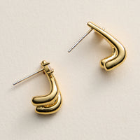 Gold-Dipped Layered Earrings with CZ Accent