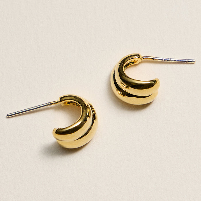 Gold Dipped Dome Hoop Earrings