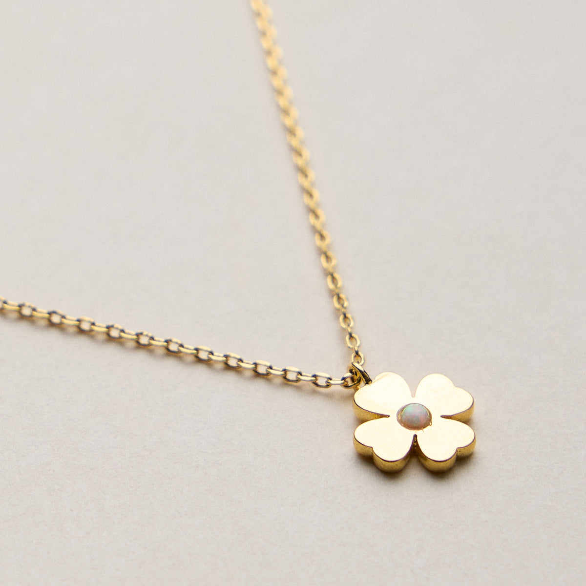 Gold Dipped Clover Opal Pendant Necklace