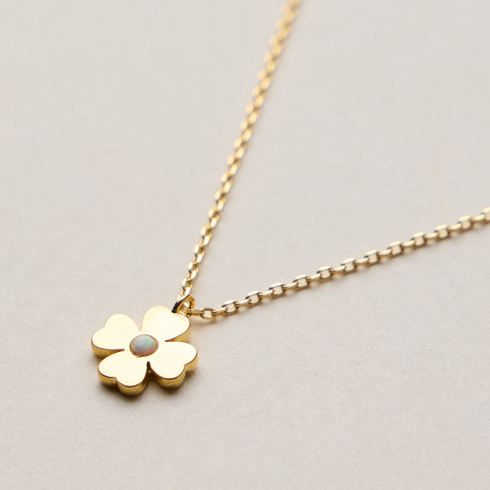 Gold Dipped Clover Opal Pendant Necklace