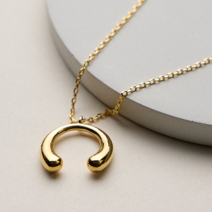 Gold Dipped Horseshoe Pendant Necklace 