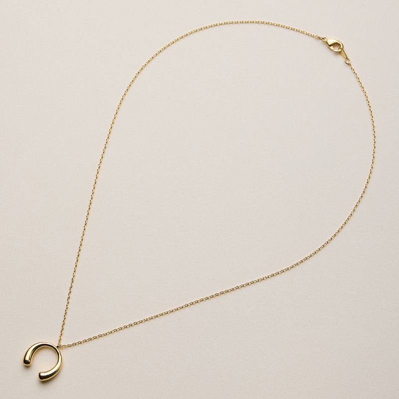 Gold Dipped Horseshoe Pendant Necklace