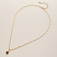Gold Dipped Red Crystal Heart Necklace
