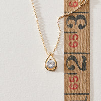 Gold Dipped Teardrop CZ Pendant Necklace