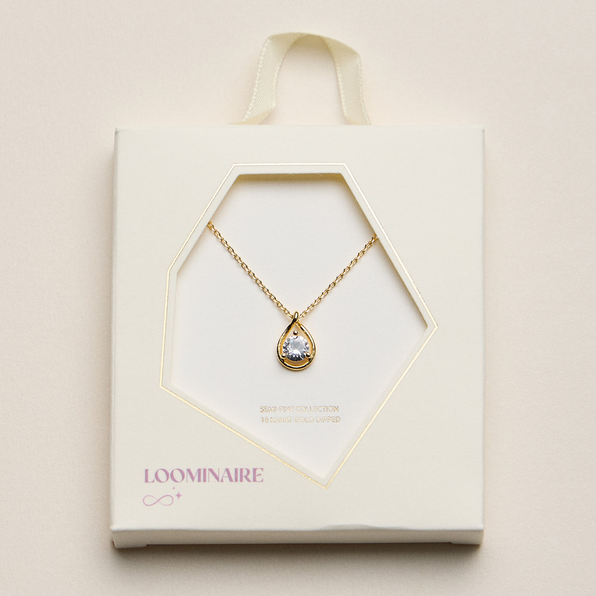 Gold Dipped Teardrop CZ Pendant Necklace