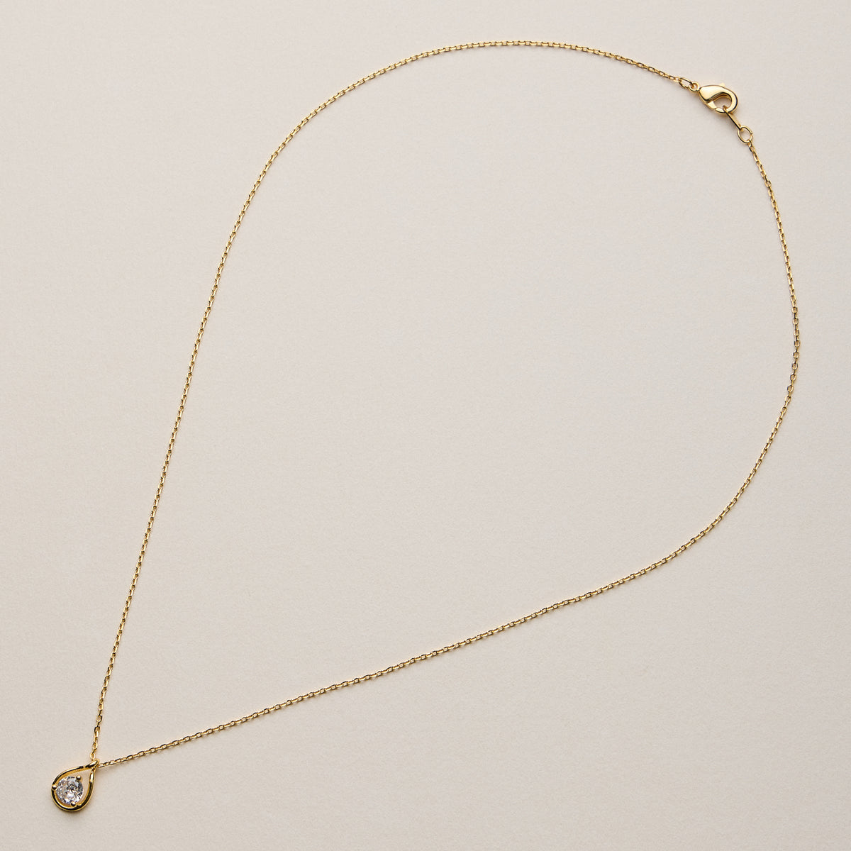 Gold Dipped Teardrop CZ Pendant Necklace