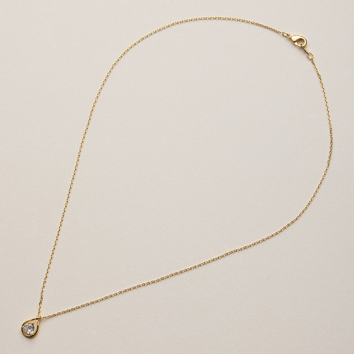 Gold Dipped Teardrop CZ Pendant Necklace