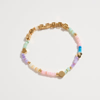 Gold Dipped 'SO LOVED' Elastic Bead Bracelet with Accents
