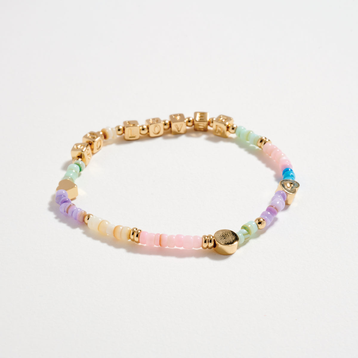 Gold Dipped 'SO LOVED' Elastic Bead Bracelet with Accents