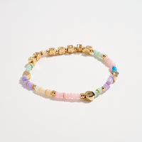 Gold Dipped 'SO LOVED' Elastic Bead Bracelet with Accents