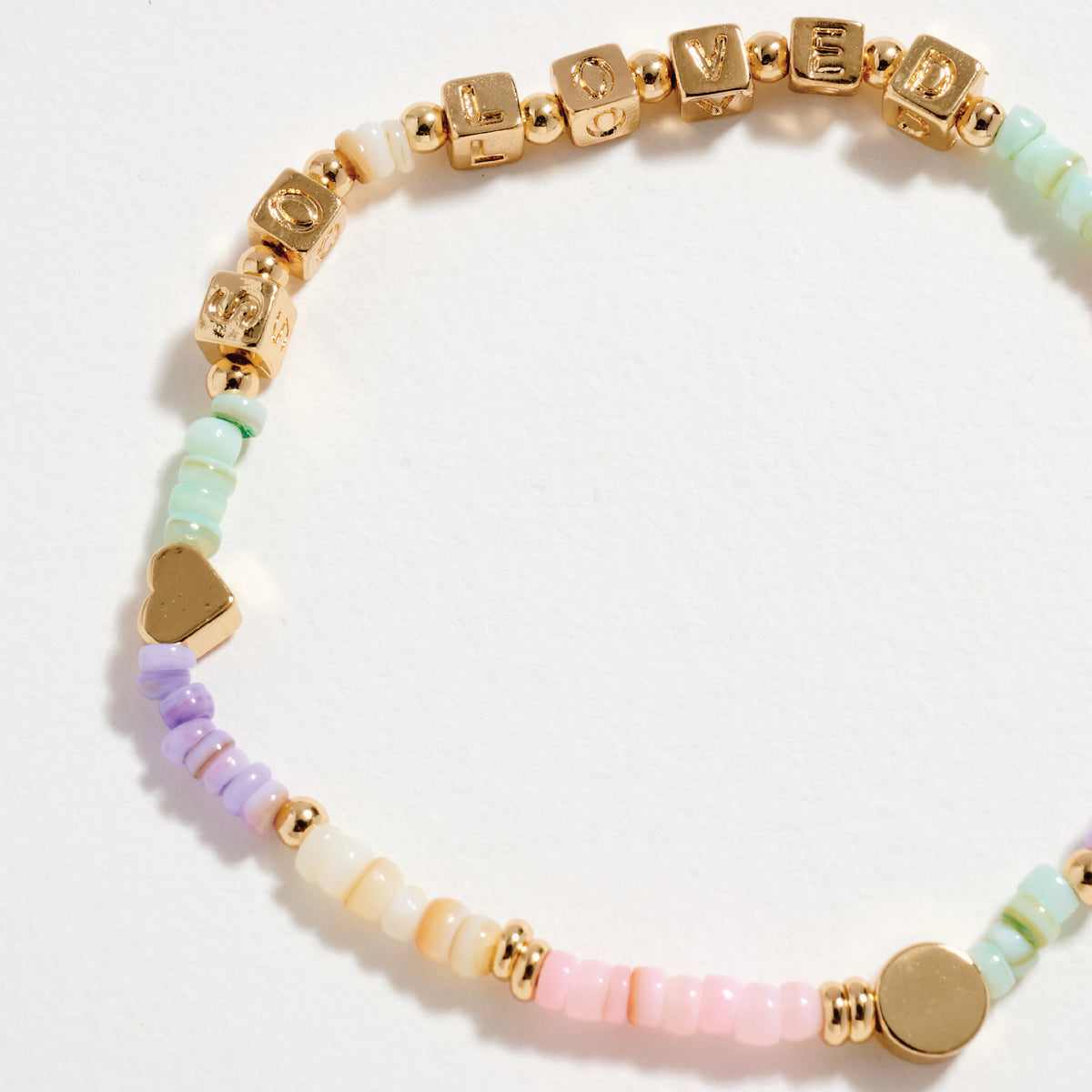 Gold Dipped 'SO LOVED' Elastic Bead Bracelet with Accents