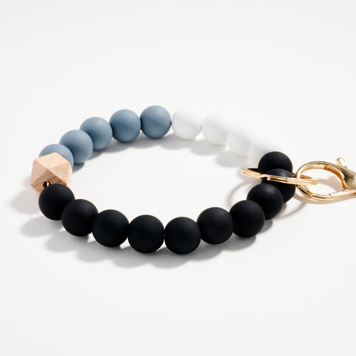 Beaded Bracelet Keychain with Tassel – Silicone Bead Wristlet Key Ring for Women