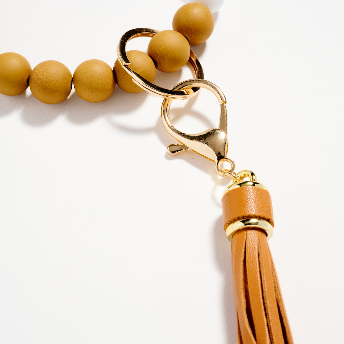 Beaded Bracelet Keychain with Tassel – Silicone Bead Wristlet Key Ring for Women