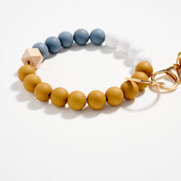 Beaded Bracelet Keychain with Tassel – Silicone Bead Wristlet Key Ring for Women