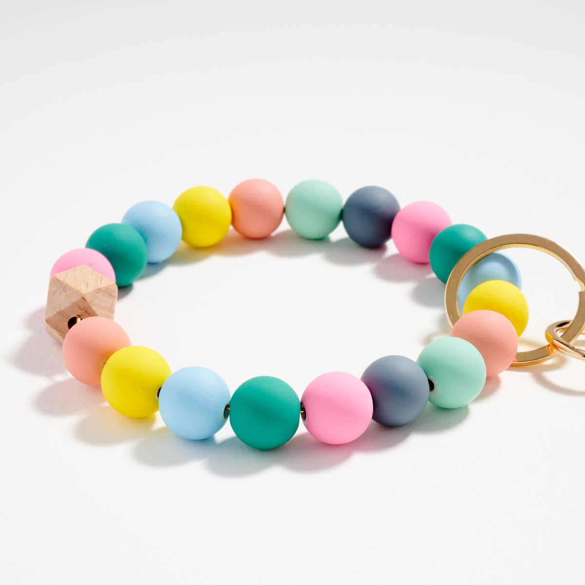 Beaded Bracelet Keychain with Tassel – Silicone Bead Wristlet Key Ring for Women