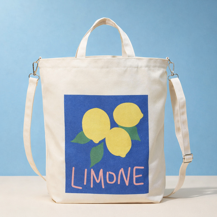Limone Canvas Tote Bag – Zip-Top Crossbody & Shoulder Bag