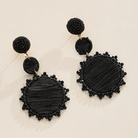 Raffia Statement Earrings – Lightweight Beaded Drop Earrings - Threaded Boho Drop Earrings