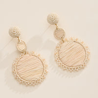 Raffia Statement Earrings – Lightweight Beaded Drop Earrings - Threaded Boho Drop Earrings