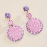 Raffia Statement Earrings – Lightweight Beaded Drop Earrings - Threaded Boho Drop Earrings
