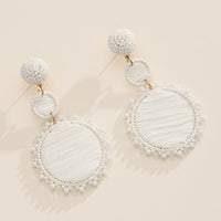 Raffia Statement Earrings – Lightweight Beaded Drop Earrings - Threaded Boho Drop Earrings
