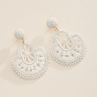 Raffia Fan Statement Earrings – Lightweight Boho Drop Earrings