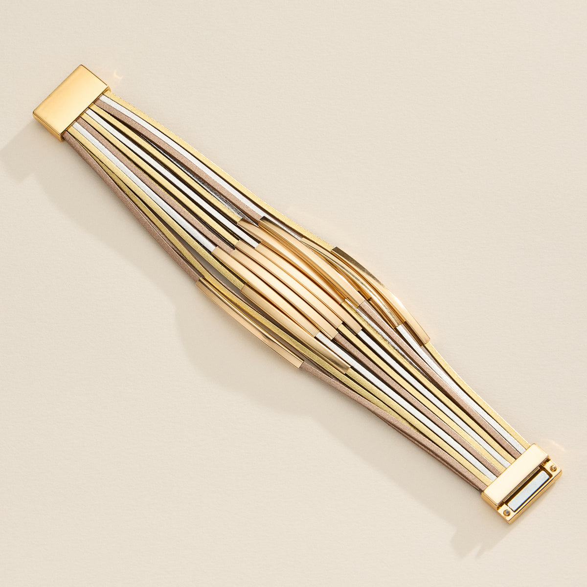 Multi-Layer Leather Bracelet – Wrap Cuff with Natural Stone Accents & Metal Clasp