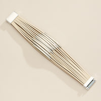 Multi-Layer Leather Bracelet – Wrap Cuff with Natural Stone Accents & Metal Clasp