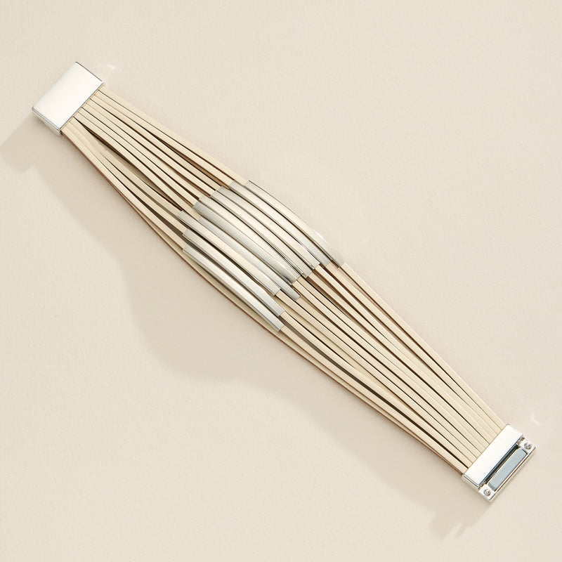 Multi-Layer Leather Bracelet – Wrap Cuff with Natural Stone Accents & Metal Clasp