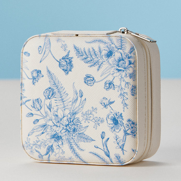Floral Toile Jewelry Travel Case