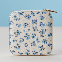 Blue Flower Pattern Jewelry Box -Travel Size