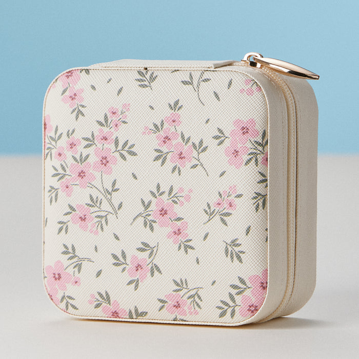 Multi Color Flower Pattern Jewelry Box -Travel Size