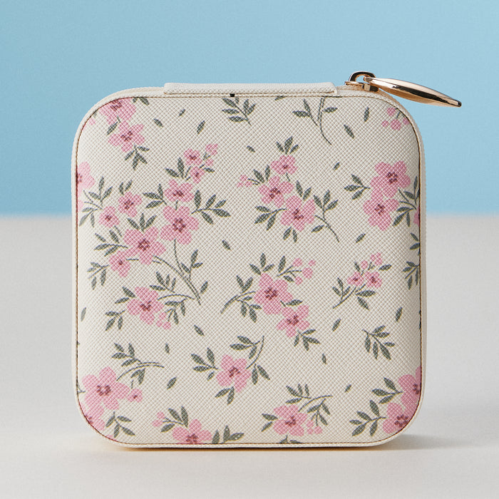 Multi Color Flower Pattern Jewelry Box -Travel Size