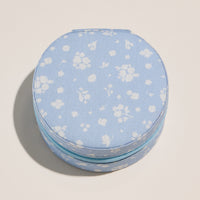 Blue Floral Cotton Travel Jewelry Case