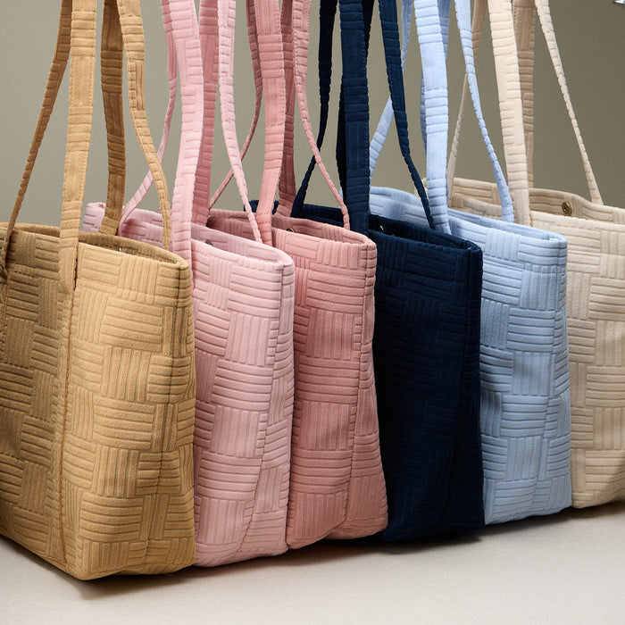Luxe Terry Irregular Grid Pattern Tote Bag - Beach Bag