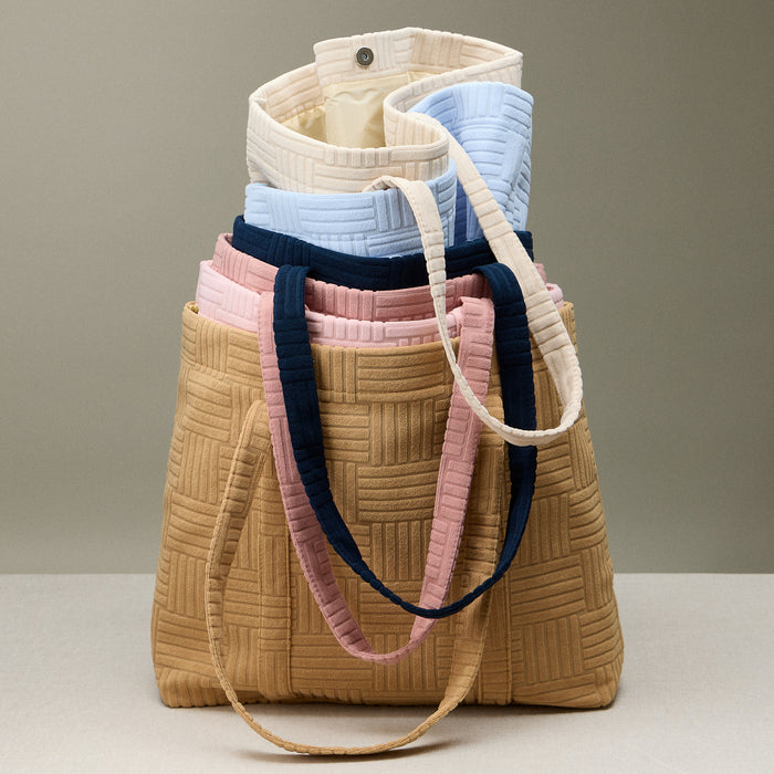 Luxe Terry Irregular Grid Pattern Tote Bag - Beach Bag