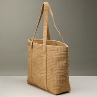 Luxe Terry Irregular Grid Pattern Tote Bag - Beach Bag