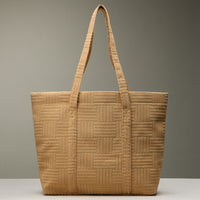 Luxe Terry Irregular Grid Pattern Tote Bag - Beach Bag