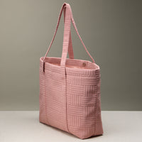 Luxe Terry Irregular Grid Pattern Tote Bag - Beach Bag