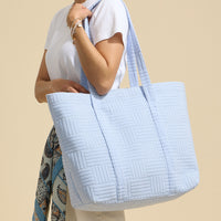 Luxe Terry Irregular Grid Pattern Tote Bag - Beach Bag
