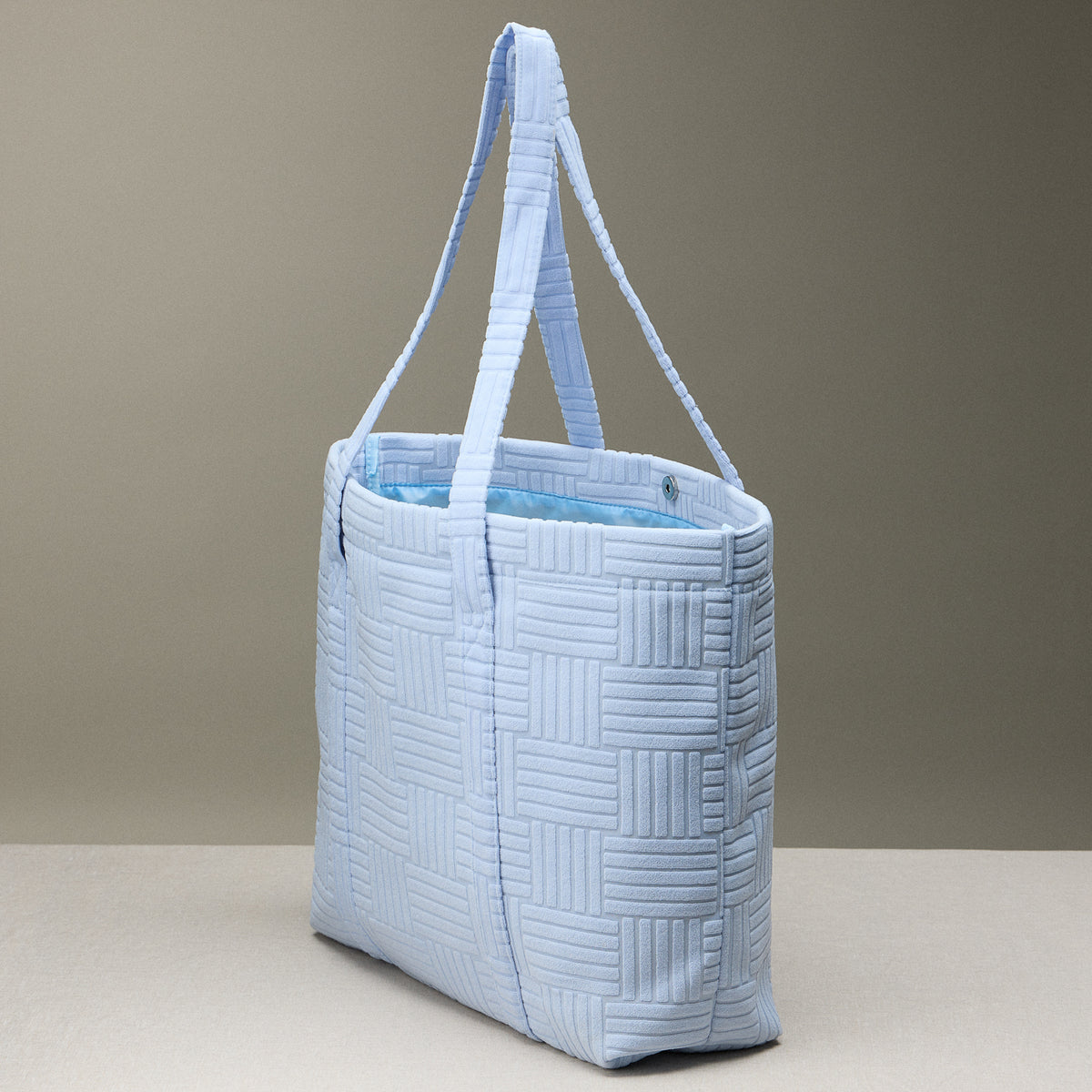 Luxe Terry Irregular Grid Pattern Tote Bag - Beach Bag