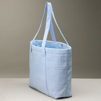 Luxe Terry Irregular Grid Pattern Tote Bag - Beach Bag