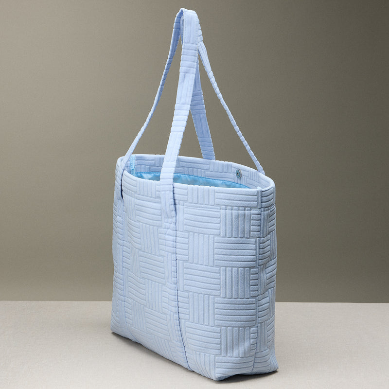 Luxe Terry Irregular Grid Pattern Tote Bag - Beach Bag