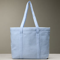 Luxe Terry Irregular Grid Pattern Tote Bag - Beach Bag