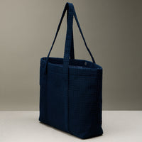 Luxe Terry Irregular Grid Pattern Tote Bag - Beach Bag
