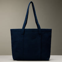 Luxe Terry Irregular Grid Pattern Tote Bag - Beach Bag