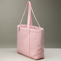 Luxe Terry Irregular Grid Pattern Tote Bag - Beach Bag