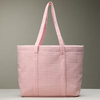 Luxe Terry Irregular Grid Pattern Tote Bag - Beach Bag